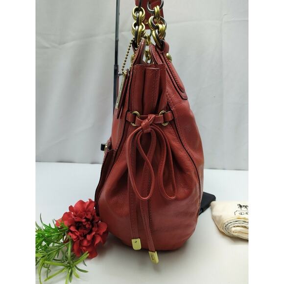 Coach Chelsea Flagship Curry Orange Leather Turnlock Pockets Shoulder Bag - $798 - Picture 4 of 14